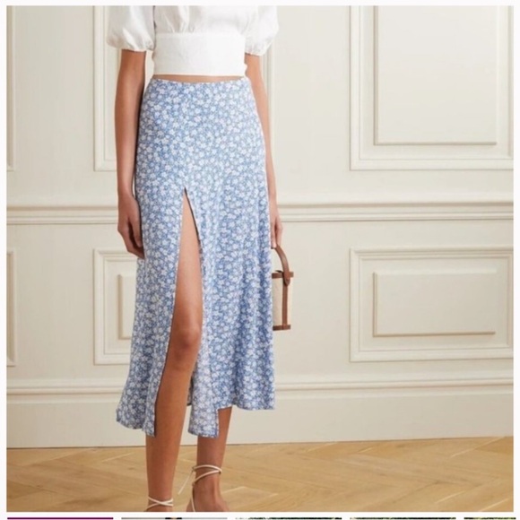 Reformation Blue Floral Skirt - Picture 1 of 4